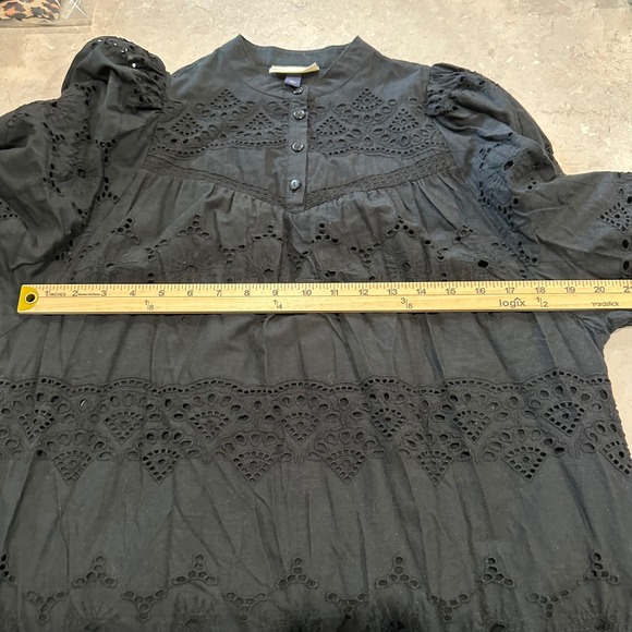 Universal Thread Black Eyelet Puff Sleeve Button Front Dress Size S - Picture 7 of 11